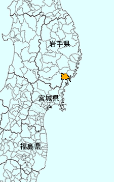 岩手県陸前高田市の位置図