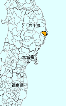 下閉伊郡山田町位置図