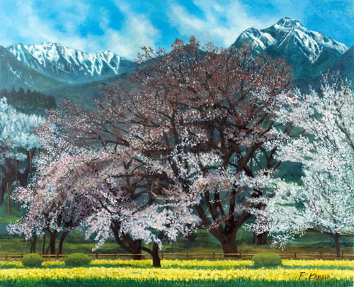 実相寺の桜と南アルプス