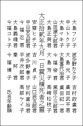 増全寺の震災横死者之霊碑の碑文（正面）