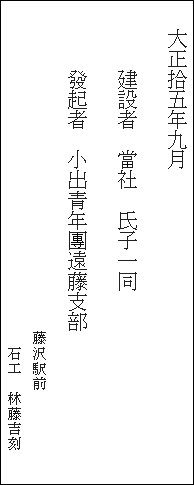 御岳神社の大震災記念碑の碑文