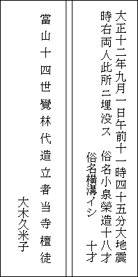 いとこ地蔵尊の碑文