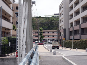 写真5　新山下1丁目の霞橋より港の見える丘公園を望む