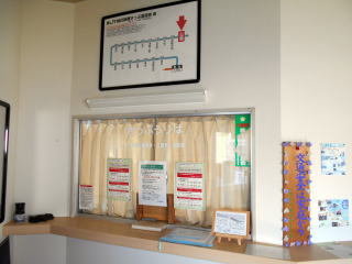 かつて有人化時代に使われていた窓口。板やシャッター等で閉じられていないだけでも救いである。