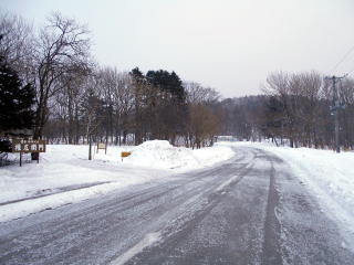 下沼の駅前通り。駅のすぐそばに湧水があって、お馴染みの観光スポットとなっている。