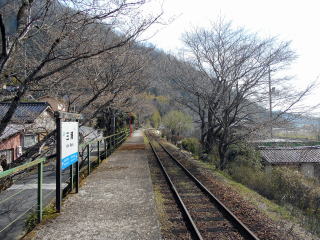三浦のホームと桜の木。