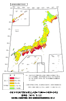 今後30年以内に震度6弱以上のゆれに見舞われる確率の分布図