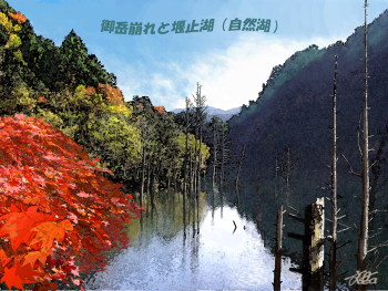 絵4　土石の堆積で生じた堰止湖（自然湖）