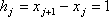 h[j]=x[j+1]-x[j]=1