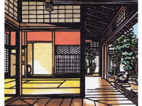The indoors of former Sugiyama family residence, designated as an important national cultural heritage of Japan. The Kirie picture is produced by Mr. Yoshiyuki Kondo. All rights reserved. 