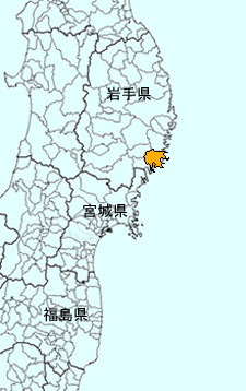 岩手県大船渡市の位置図