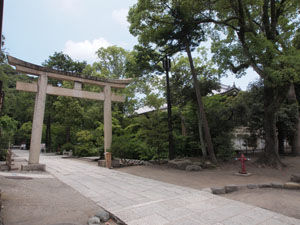 鎌倉国宝館周辺　参道の先は源頼朝公、実朝公が祀られている白幡神社で、右側に国宝館がある