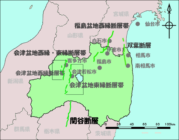福島県の活断層マップ
