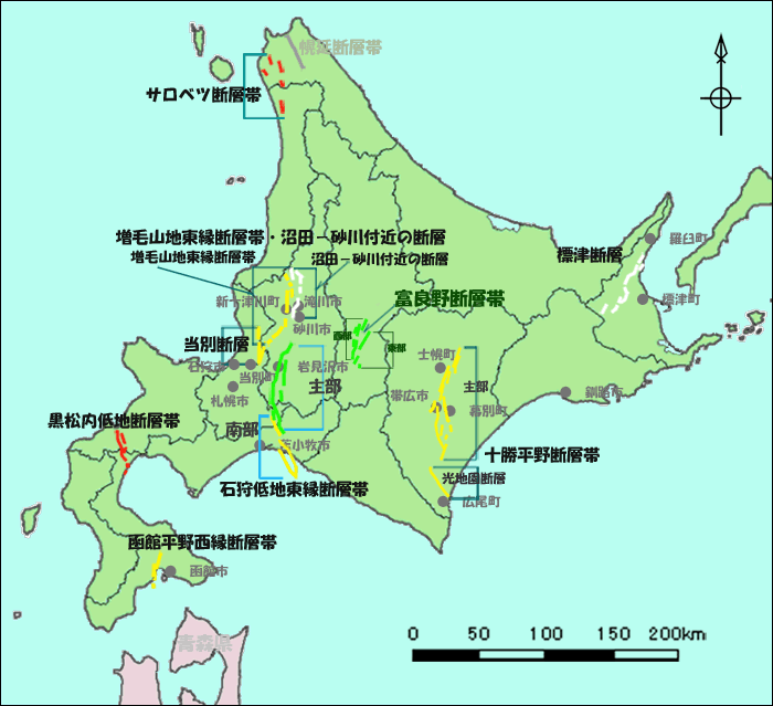 北海道の活断層マップ
