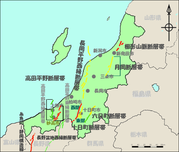 新潟県の活断層マップ