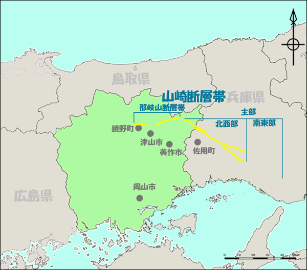 岡山県の活断層マップ