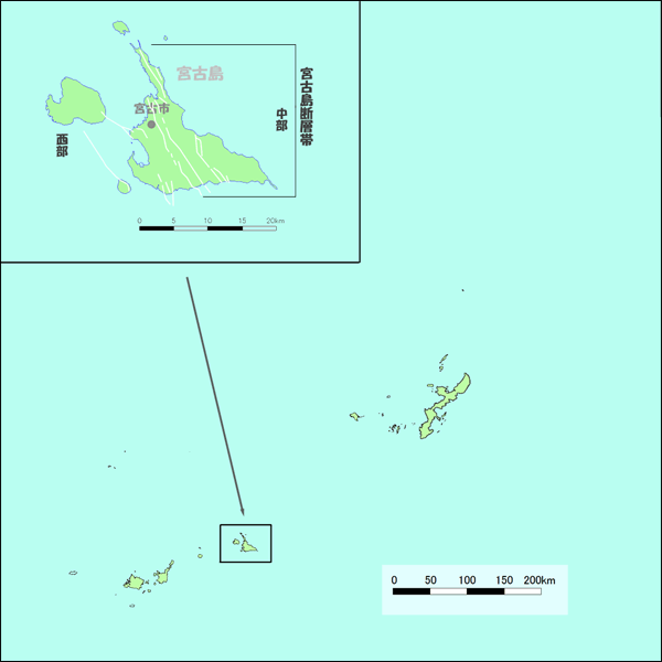 沖縄県の活断層マップ
