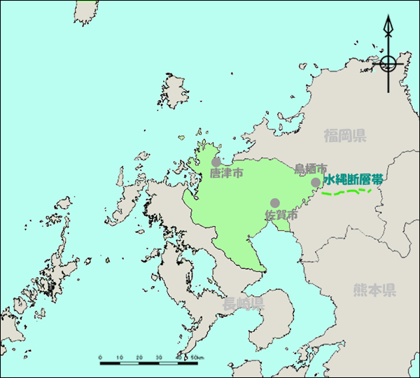 佐賀県の活断層マップ