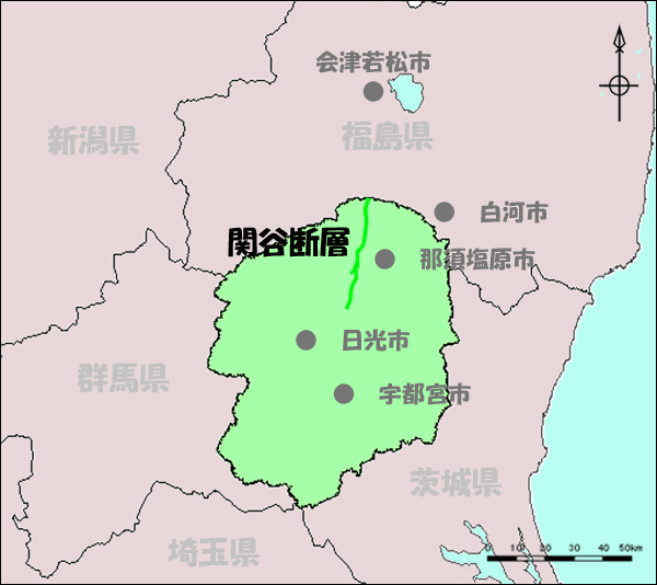 栃木県の活断層マップ