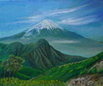 絵1　明神ヶ岳より金時山越しに富士山を望む