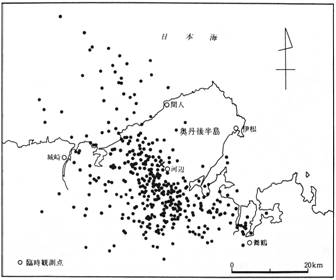 北丹後地震の余震分布