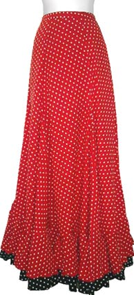 フラメンコ衣装　巻きスカート　ファルダ　赤×黒×白×オレンジ×緑