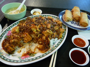 Mapo Dofu & Spring Rolls