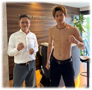 WAKATA PHYSIO STUDIO にて、力石選手と私