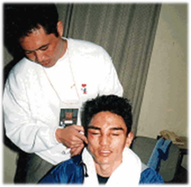 控え室で、「痛そうだね〜」