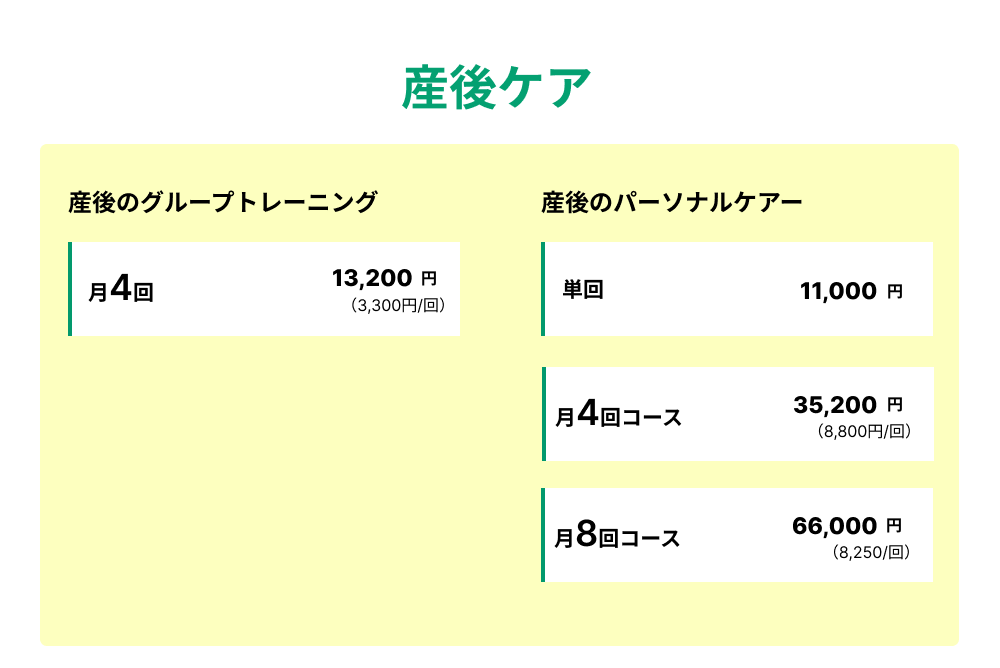 産後ケア料金表